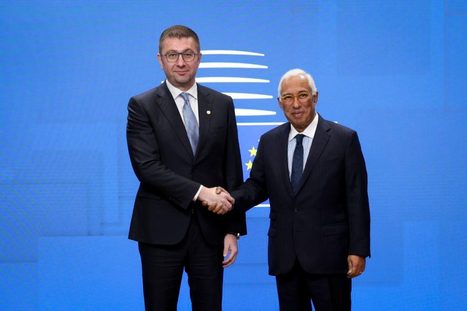 Претседателот на Советот на ЕУ Антонио Кошта во Скопје на средба со премиерот Христијан Мицкоски